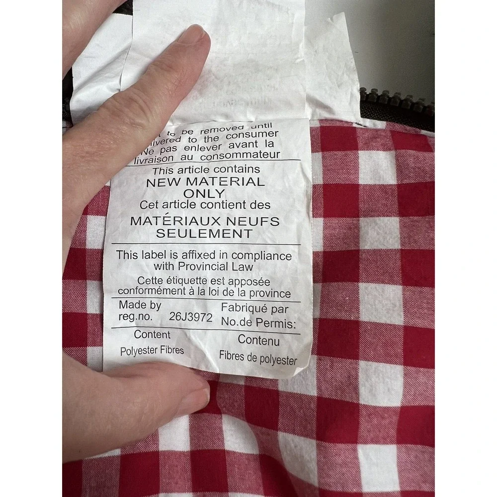 Pottery Barn Kids Moose Plush Sleeping Bag Brown Lined in Red Gingham